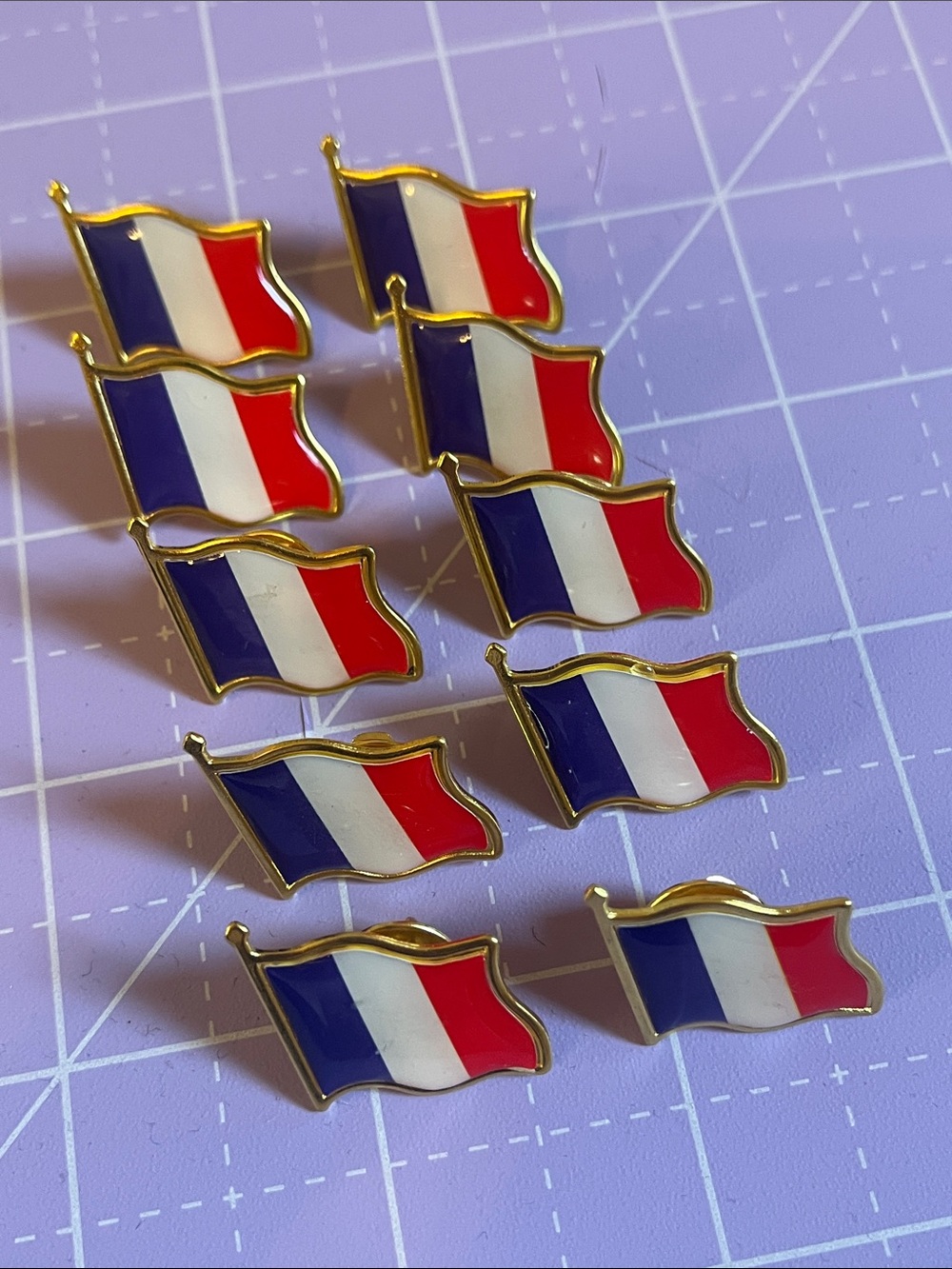 French Tricolor Enamel Flag Pin - Blue White Red Lot of 10 NWOT